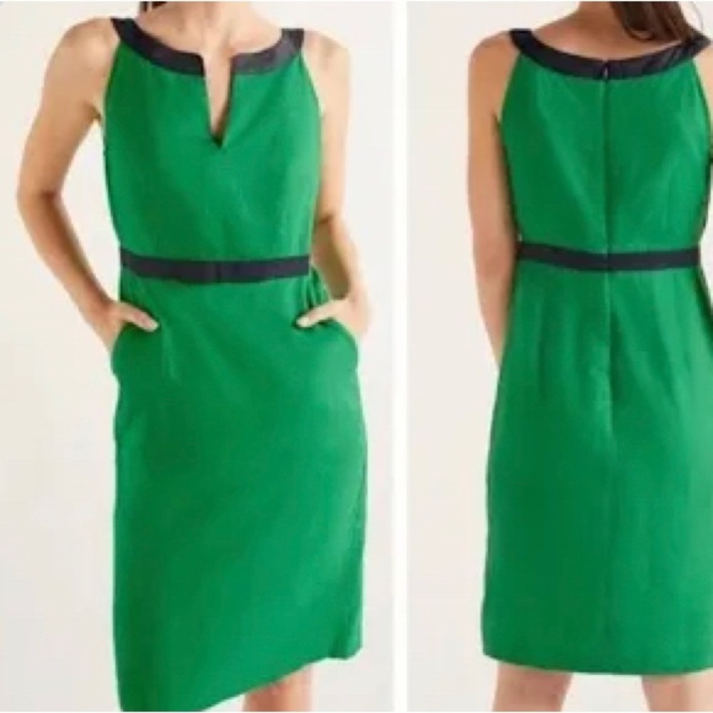 Boden Kelly Green Linen Dress w Pockets 2R